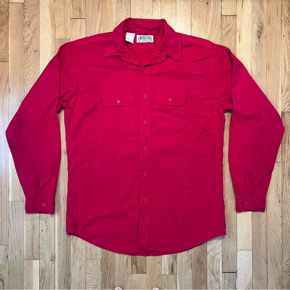 Vintage American Eagle Outfitters Red Chamois Long Sleeve Button Up Shirt XL